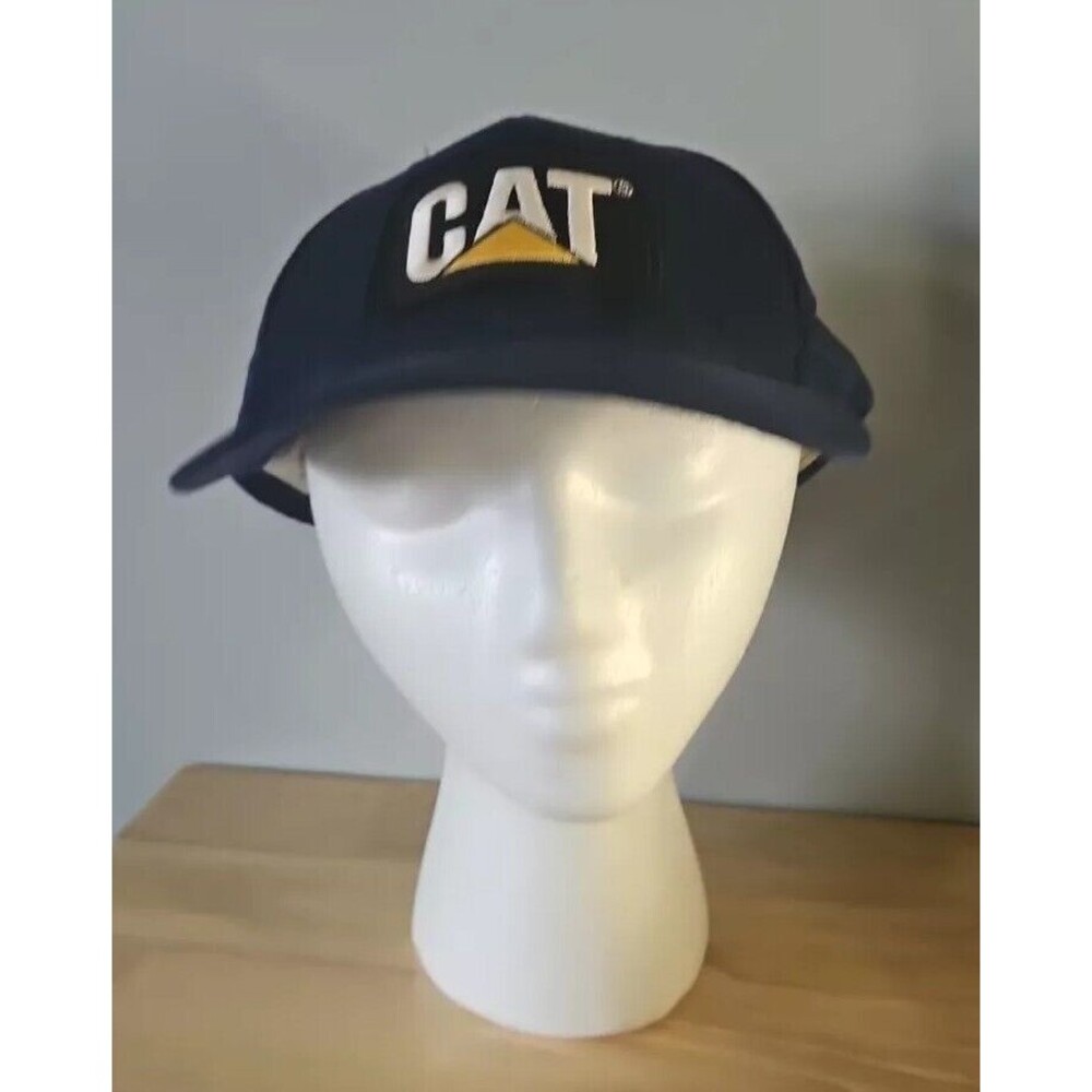CAT CATERPILLAR Embroidered Patch Snapback Blue Hat Used